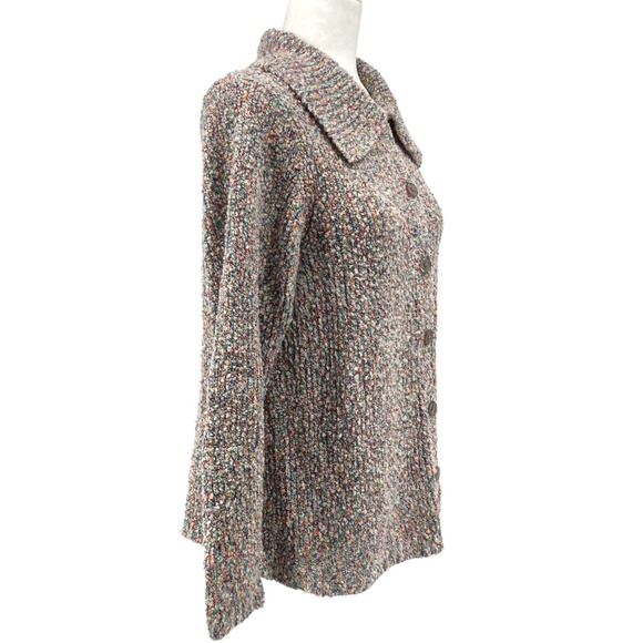Dressbarn 1X Fuzzy Multicolor Fiber Collared Button-Up Cardigan - Picture 2 of 11